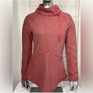 PrAna tunic Orange Herringbone Asymmetrical Back Yoga Long Sleeve Size Small